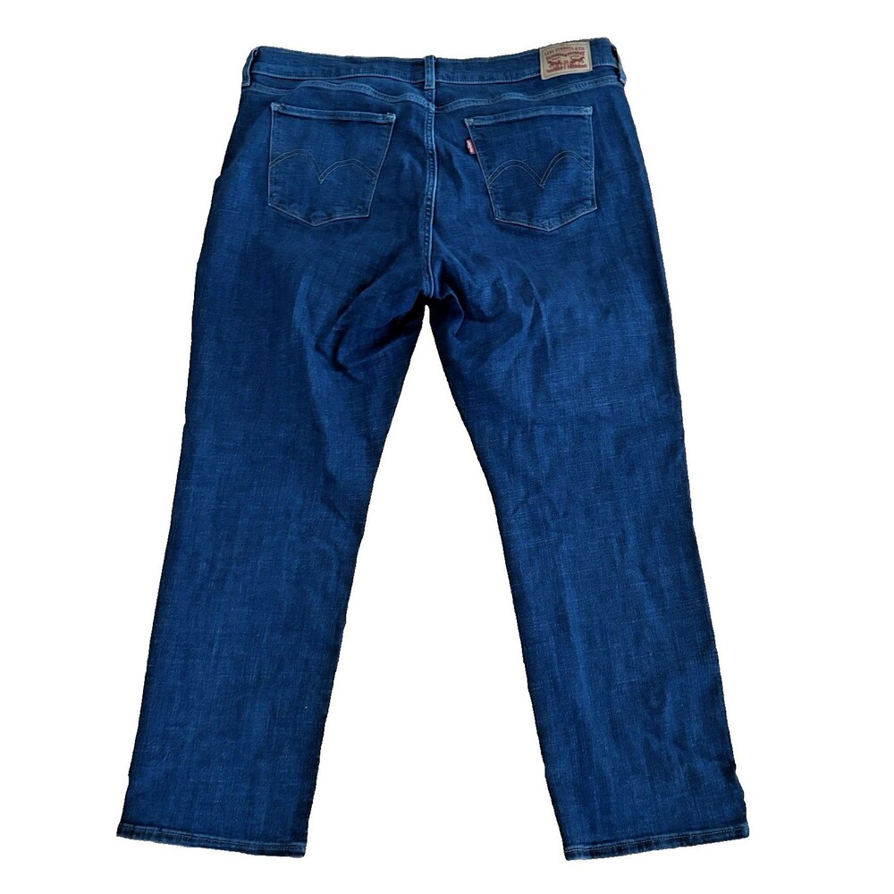 Levi's Jeans Womens 16 Blue Dark Wash Straight Classic Stretch Pockets 27 inseam - Picture 2 of 16